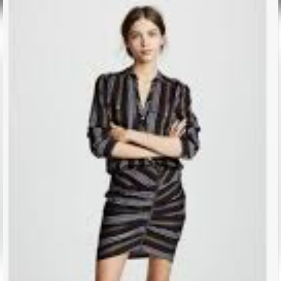 Veronica Beard Dress Size 2 Black Striped Snaps Cotton